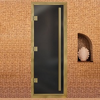 Дверь Премьер 60G Серая матовая с профилем под золото